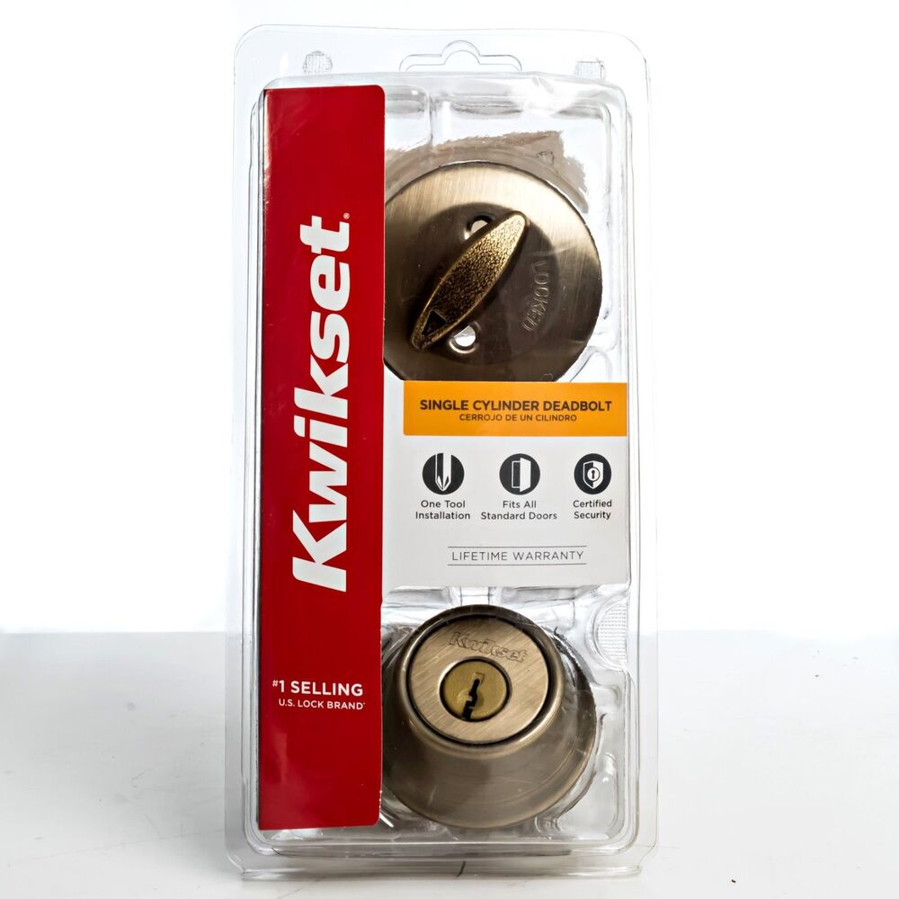 Kwikset Single Cylinder Deadbolt in Antique Brass 96600-674